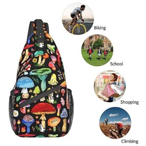 HGWQYHG Mushroom Sling Backpack,Colorful Mushroom Gifts Crossbody Bag For Women Men Sling Bag Travel Hiking Shoulder Chest Bag Daypack Unisex