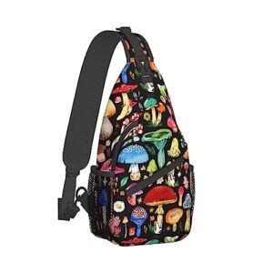 HGWQYHG Mushroom Sling Backpack,Colorful Mushroom Gifts Crossbody Bag For Women Men Sling Bag Travel Hiking Shoulder Chest Bag Daypack Unisex