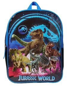 jurassic world 15" backpack dinosaurs t-rex velociraptor carnotaurus boys kids