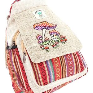 Unique design Mushroom Embroidery Himalaya Hemp Hippie Backpack Festival Backpack FAIR TRADE Handmade with Love. (NATURAL HEMP)