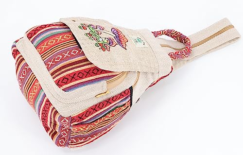 Unique design Mushroom Embroidery Himalaya Hemp Hippie Backpack Festival Backpack FAIR TRADE Handmade with Love. (NATURAL HEMP)