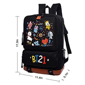 awgfxpi Travel Backpack For Girls Boys Aesthetic Daypack Cute Backpack Waterproof College Students Bookbag 17 Inch Kpop Laptop Backpack,Black