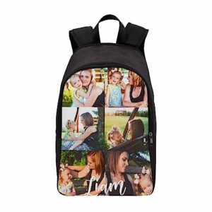 pgjoyer personalized text image backpack customize laptop bag with photo casual travel backpack for work sports birthday (style 1)