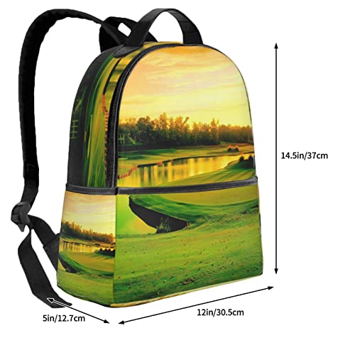 BAFAFA Golf Course Printed Travel Backpack Business Work Bag Computer Bag Outdoor Sports Rucksack