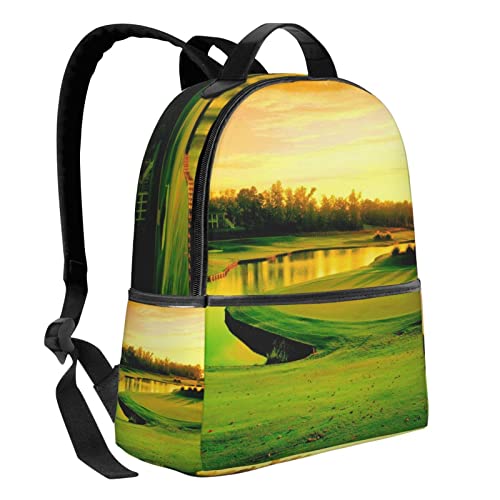 BAFAFA Golf Course Printed Travel Backpack Business Work Bag Computer Bag Outdoor Sports Rucksack