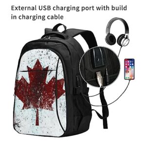 BAFAFA Retro Canada Flag Printed Backpack Laptop Bookbag With USB Charger Daypack For Travel Business