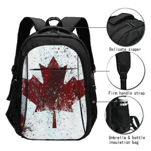 BAFAFA Retro Canada Flag Printed Backpack Laptop Bookbag With USB Charger Daypack For Travel Business