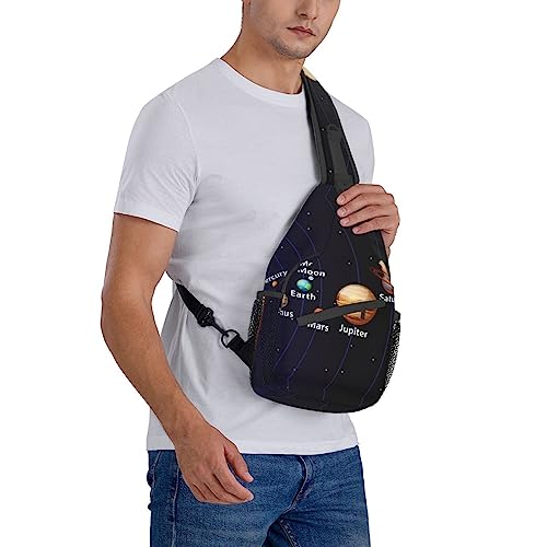 UNIOND Outer Space Solar System Printed Sling Bag Adjustable Cross Chest Bag Shoulder Backpack for Outdoor Travel