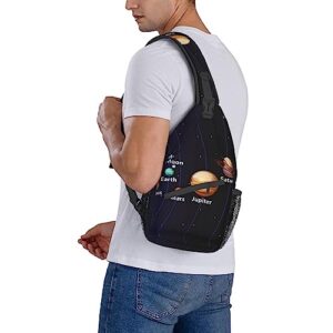 UNIOND Outer Space Solar System Printed Sling Bag Adjustable Cross Chest Bag Shoulder Backpack for Outdoor Travel
