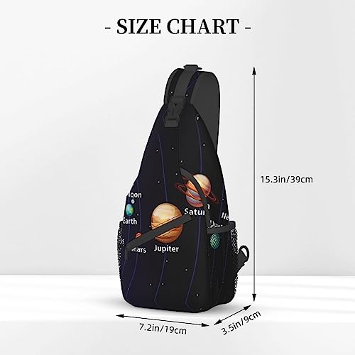 UNIOND Outer Space Solar System Printed Sling Bag Adjustable Cross Chest Bag Shoulder Backpack for Outdoor Travel