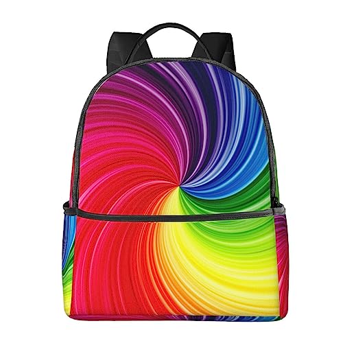 BAFAFA Rainbow Spiral Printed Travel Backpack Business Work Bag Computer Bag Outdoor Sports Rucksack