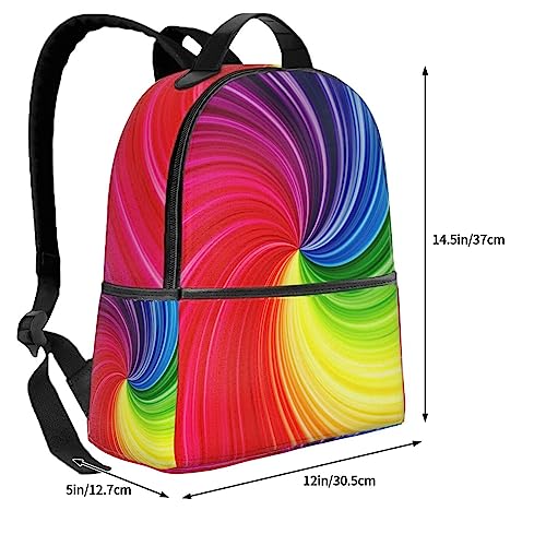 BAFAFA Rainbow Spiral Printed Travel Backpack Business Work Bag Computer Bag Outdoor Sports Rucksack