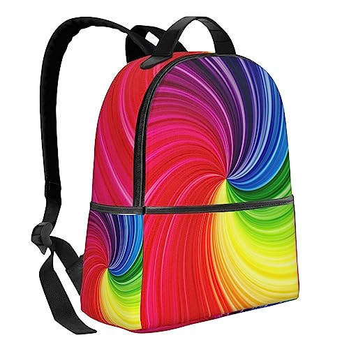 BAFAFA Rainbow Spiral Printed Travel Backpack Business Work Bag Computer Bag Outdoor Sports Rucksack