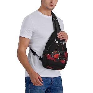 UNIOND Red Wine Rose and Candle Printed Sling Bag Adjustable Cross Chest Bag Shoulder Backpack for Outdoor Travel