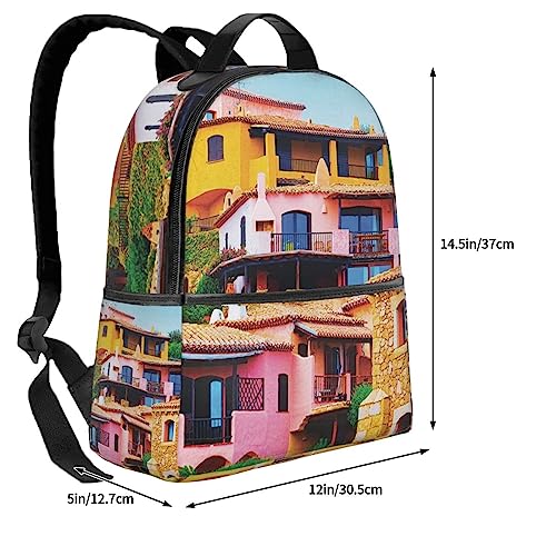 BAFAFA mountain village Printed Travel Backpack Business Work Bag Computer Bag Outdoor Sports Rucksack