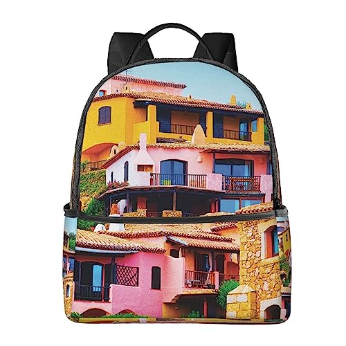 BAFAFA mountain village Printed Travel Backpack Business Work Bag Computer Bag Outdoor Sports Rucksack