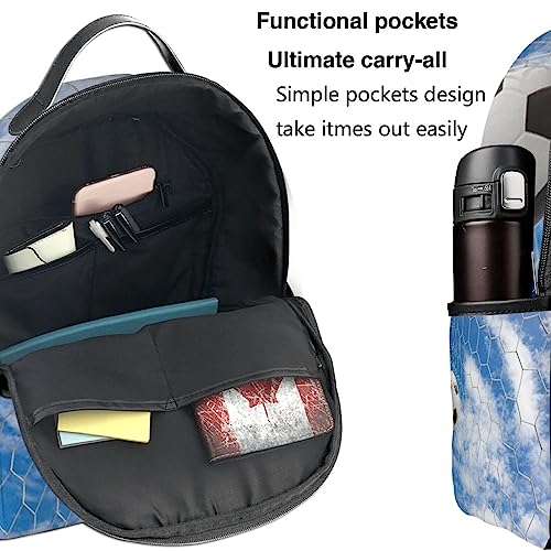 BAFAFA Football Blue-sky Printed Travel Backpack Business Work Bag Computer Bag Outdoor Sports Rucksack