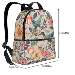 BAFAFA Bird and Flower Pattern Printed Travel Backpack Business Work Bag Computer Bag Outdoor Sports Rucksack