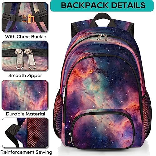 Elementary School Bags for Teens, Galaxy Nebula Kids Backpacks Galaxy Space Star Lightweight Bookbags Waterproof Sturdy Schoolbag Daypack for Girls Boys