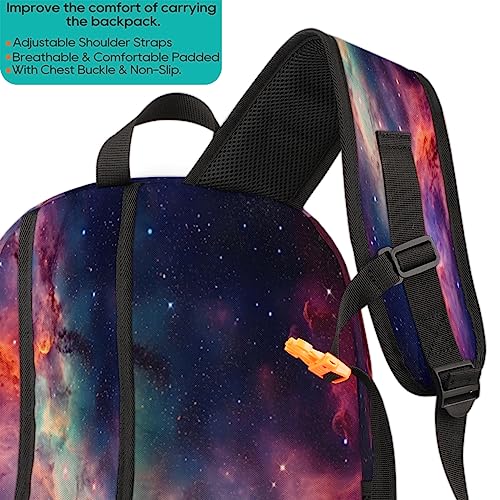 Elementary School Bags for Teens, Galaxy Nebula Kids Backpacks Galaxy Space Star Lightweight Bookbags Waterproof Sturdy Schoolbag Daypack for Girls Boys