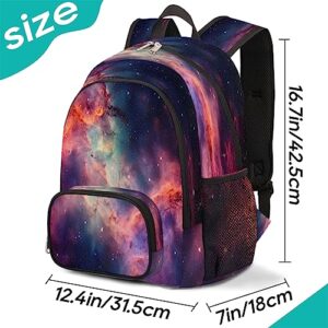 Elementary School Bags for Teens, Galaxy Nebula Kids Backpacks Galaxy Space Star Lightweight Bookbags Waterproof Sturdy Schoolbag Daypack for Girls Boys