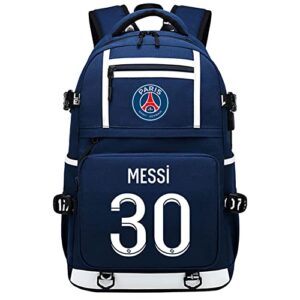 waroost psg novelty bagpack messi canvas bookbag-lightweight large knapsack with usb charging port for travel,outdoor