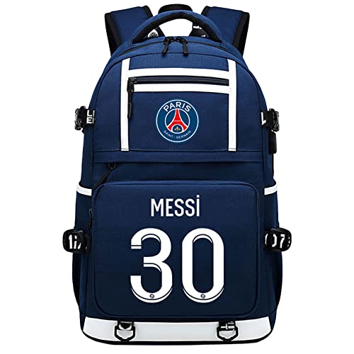 Waroost PSG Novelty Bagpack Messi Canvas Bookbag-Lightweight Large Knapsack with USB Charging Port for Travel,Outdoor