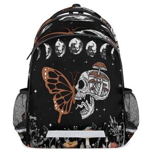 yocosy brown gothic skull butterfly black galaxy space backpack school bookbag laptop purse casual daypack for teen girls women boys men college travel
