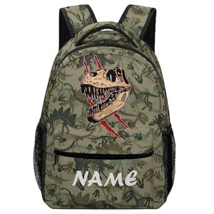 fovanxixi custom dinosaur camouflage skull claw backpack for kids boys girls personalized name text children backpack school bag customized daypack schoolbag for student bookbag