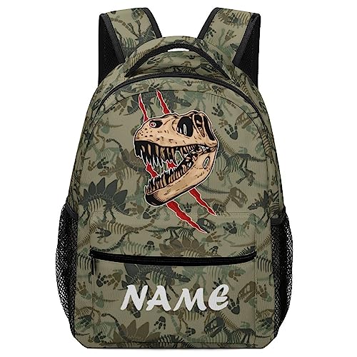 Fovanxixi Custom Dinosaur Camouflage Skull Claw Backpack for Kids Boys Girls Personalized Name Text Children Backpack School Bag Customized Daypack Schoolbag for Student Bookbag