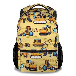 knowphst construction backpacks for boys, 16 inch cartoon truck backpack for school, yellow, large capacity, durable, lightweight bookbag for kids travel