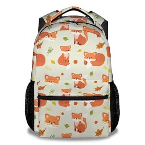 cunexttime fox backpack for girls boys, 16 inch orange backpacks for school, cute lightweight durable bookbag for kids