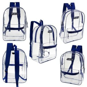 Moda West 24 Pack 17inch Wholesale Bulk Clear Backpack In Assorted Colors