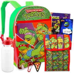 teenage mutant ninja turtles backpack and lunch bag set - bundle with tmnt backpack for boys, lunch box, water bottle, stickers, more | tmnt school bag