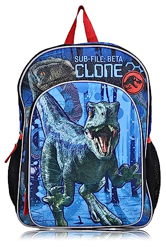 Jurassic World Boys 3D Molded Front Backpack Dinosaur Knapsack | Elementary and Kindergarten Kids Backpacks for School (Molded Front Blue Raptor)