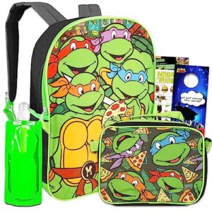 teenage mutant ninja turtles backpack and lunch box set - bundle with tmnt backpack for school, lunch bag, water bottle, stickers, more | tmnt backpack for boys