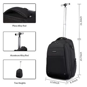 CALLPIONEER Rolling Backpack,Travel Laptop Backpacks with Wheels 17 inch Water Resistant Mens Rolling Laptop Lag Women Carry on Bag Airline Approved Trolley Roller Backpack Suitcase for Travel