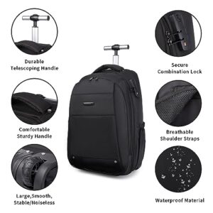 CALLPIONEER Rolling Backpack,Travel Laptop Backpacks with Wheels 17 inch Water Resistant Mens Rolling Laptop Lag Women Carry on Bag Airline Approved Trolley Roller Backpack Suitcase for Travel