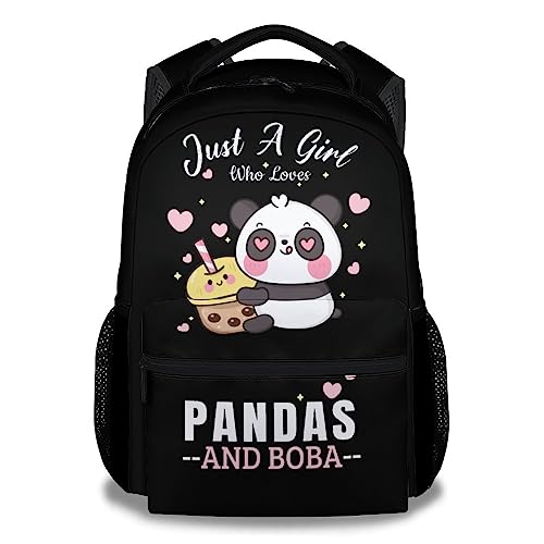 CUNEXTTIME Panda Backpack for Girls Boys, 16 Inch Black Backpacks for School, Cute Lightweight Durable Bookbag for Kids