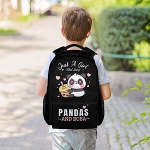 CUNEXTTIME Panda Backpack for Girls Boys, 16 Inch Black Backpacks for School, Cute Lightweight Durable Bookbag for Kids