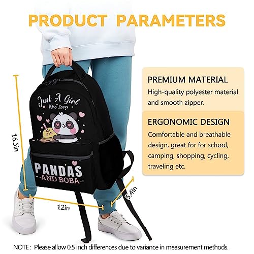 CUNEXTTIME Panda Backpack for Girls Boys, 16 Inch Black Backpacks for School, Cute Lightweight Durable Bookbag for Kids