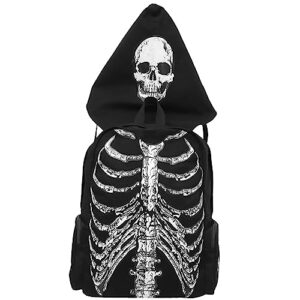 VALICLUD Punk Style Shoulder Bag Gothic Backpack Ribcage Skeleton Backpack Canvas Skull Backpack Skull Laptop Bag Halloween Backpack Goth Accessories for Men Women Canvas Casual Daypack