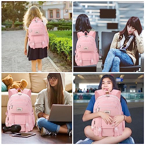 SCIONE School Backpacks for Teen Girls-Laptop Backpacks 15.6 Inch Travel Daypack Bags Bookbags for Teens Girls Women Students(Pink)