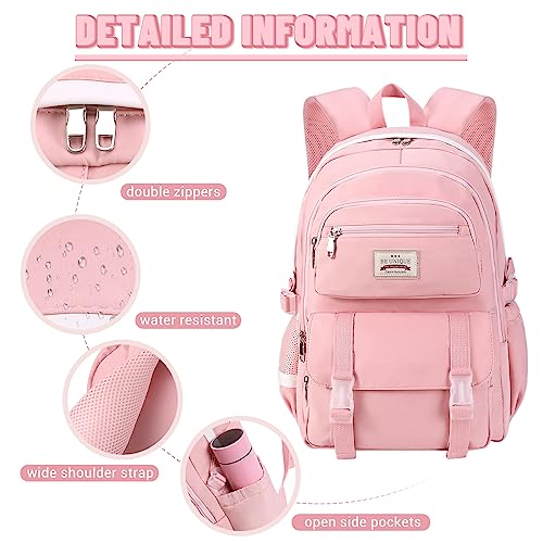 SCIONE School Backpacks for Teen Girls-Laptop Backpacks 15.6 Inch Travel Daypack Bags Bookbags for Teens Girls Women Students(Pink)