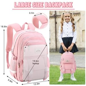 SCIONE School Backpacks for Teen Girls-Laptop Backpacks 15.6 Inch Travel Daypack Bags Bookbags for Teens Girls Women Students(Pink)