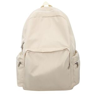 JHTPSLR Minimalist Aesthetic Backpack Solid Preppy Backpack Lightweight Backpack Casual Daypack Book Bags Backpack Supplies (Beige)