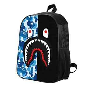 RDXLAYIV Shark School Backpack Set Durable Travel Bag Gifts Laptop Bag with Lunch Box Daypacks Kids Backpacks for Boys and Girls,blue