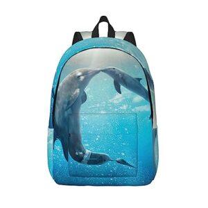 vgfjhndf winter the dolphin print canvas backpack,durable canvas backpack for any adventure