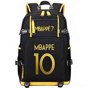 waroost kylian mbappe rucksack canvas daily backpack,large capacity book bag with usb charging port knapsack