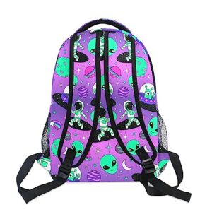 Backpack for Girl, Cute Astronauts and Alien in Space School Bookbag for Kids Elementary 3rd 4th 5th Grade